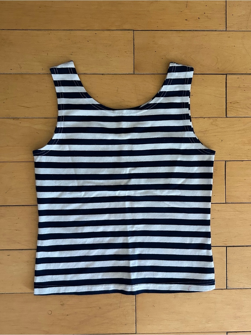 Vintage Striped Navy and White Sleeveless Tank Top
